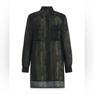 Allsaints Esther Masala Shirt reptilian green print —EUC— size UK 8